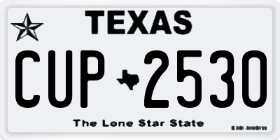 TX license plate CUP2530