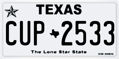 TX license plate CUP2533