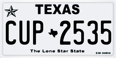 TX license plate CUP2535