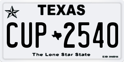 TX license plate CUP2540