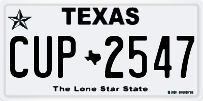 TX license plate CUP2547