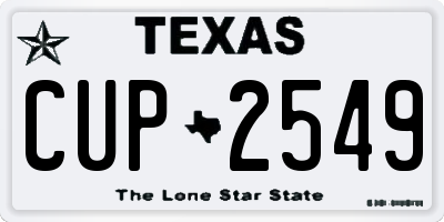 TX license plate CUP2549