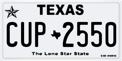 TX license plate CUP2550