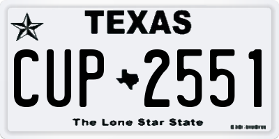 TX license plate CUP2551