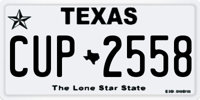 TX license plate CUP2558