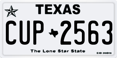 TX license plate CUP2563