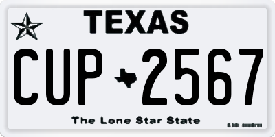 TX license plate CUP2567