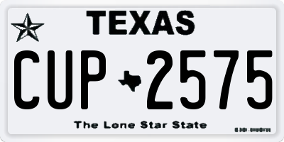 TX license plate CUP2575