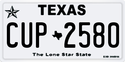 TX license plate CUP2580