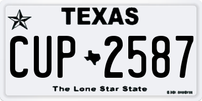 TX license plate CUP2587