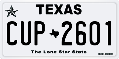 TX license plate CUP2601