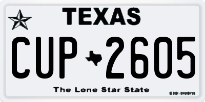 TX license plate CUP2605