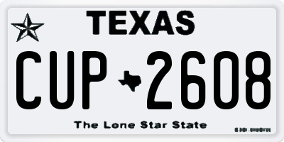 TX license plate CUP2608