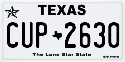 TX license plate CUP2630