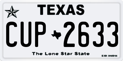 TX license plate CUP2633