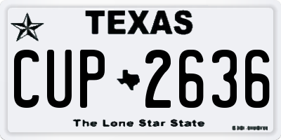 TX license plate CUP2636