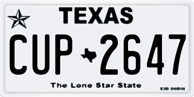TX license plate CUP2647