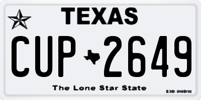 TX license plate CUP2649