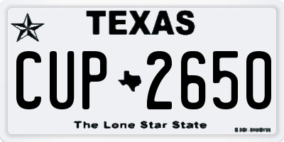 TX license plate CUP2650