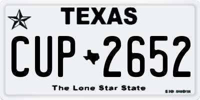 TX license plate CUP2652