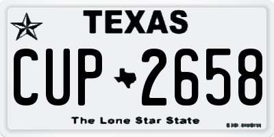 TX license plate CUP2658