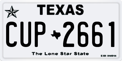 TX license plate CUP2661
