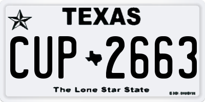 TX license plate CUP2663