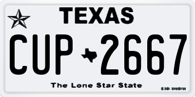 TX license plate CUP2667