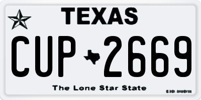 TX license plate CUP2669