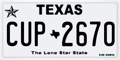 TX license plate CUP2670