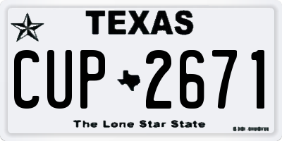 TX license plate CUP2671