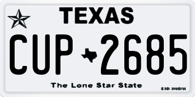 TX license plate CUP2685