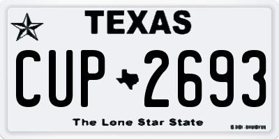 TX license plate CUP2693