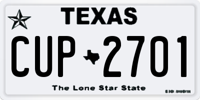 TX license plate CUP2701