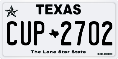 TX license plate CUP2702