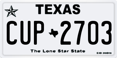 TX license plate CUP2703