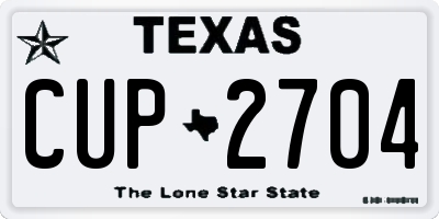 TX license plate CUP2704