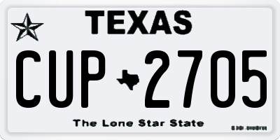 TX license plate CUP2705
