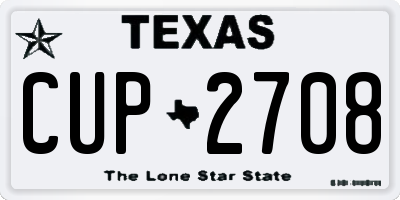 TX license plate CUP2708