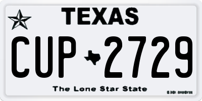 TX license plate CUP2729