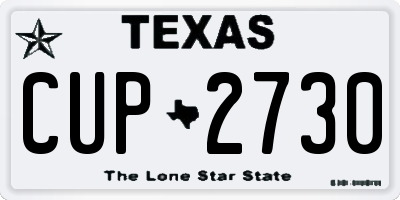 TX license plate CUP2730