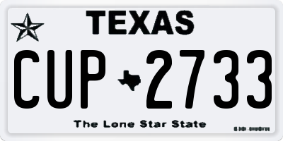 TX license plate CUP2733