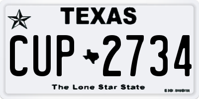 TX license plate CUP2734