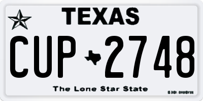 TX license plate CUP2748