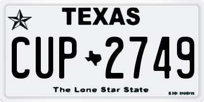 TX license plate CUP2749