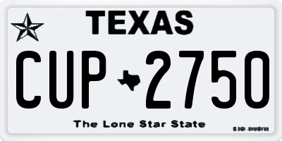 TX license plate CUP2750