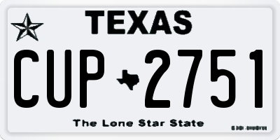 TX license plate CUP2751
