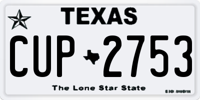 TX license plate CUP2753