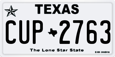 TX license plate CUP2763