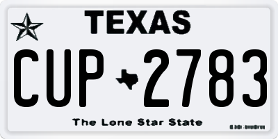 TX license plate CUP2783